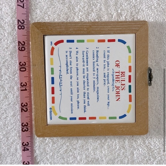 Vintage Rules Of The John Framed Decorative Ceramic Tile - Picture 4 of 6